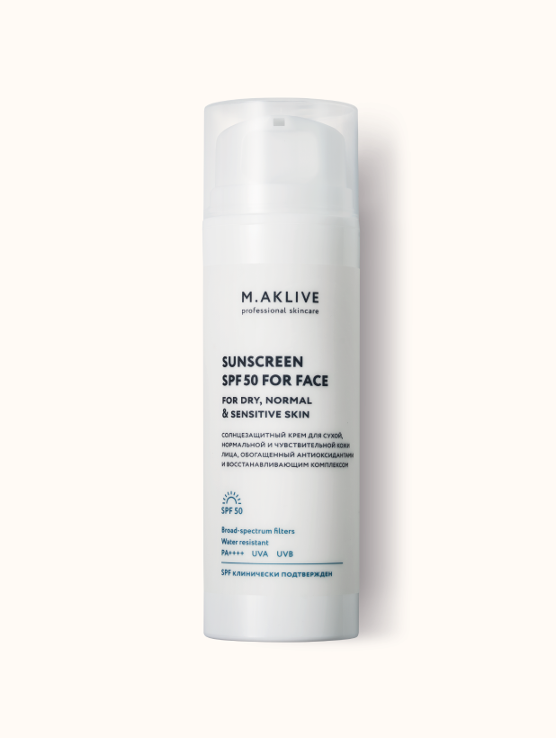  Солнцезащитный крем SPF 50 для сухой и чувствительной кожи лица 150 мл  (MF4071) M.Aklive